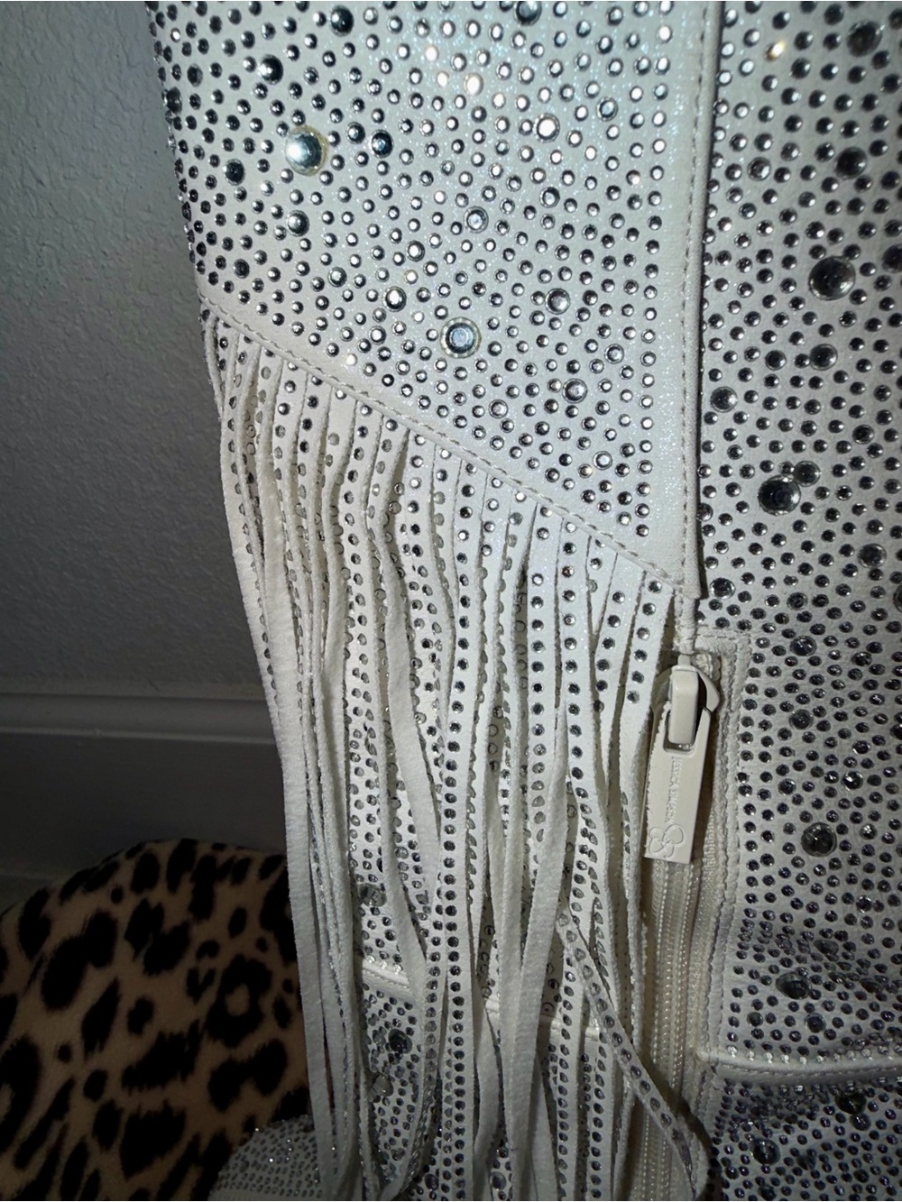 Jessica Simpson White Asire2 Rhinestone Fringe Boots, excellent condition!! - Picture 8 of 14